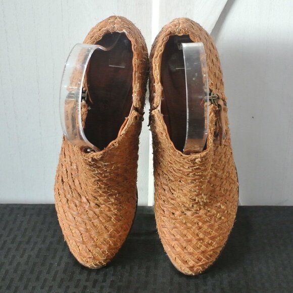 Sundance Shalimar Woven Leather Block Heel Booties - Picture 7 of 11